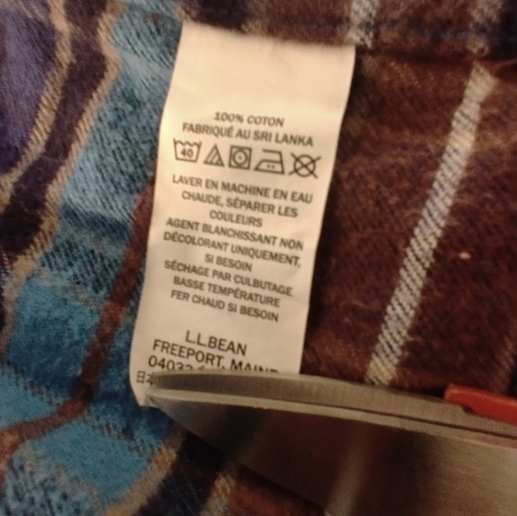 L.L. Bean Mens Vintage Slightly Fitted Plaid Flannel Button Down Purple Brown L - Picture 6 of 13